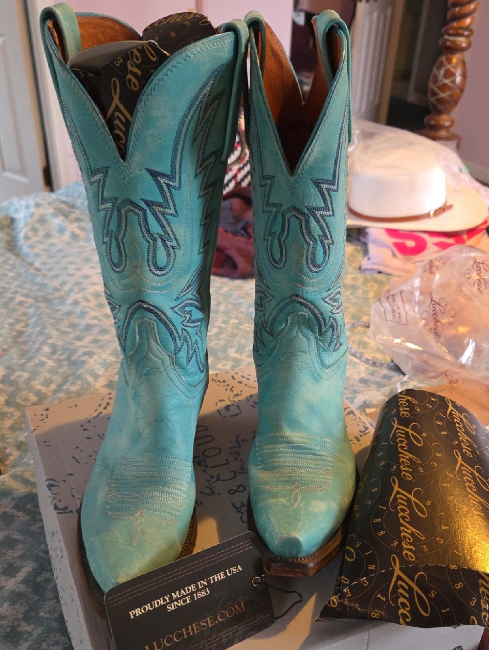 Lucchese Cowgirl Turquoise Boots